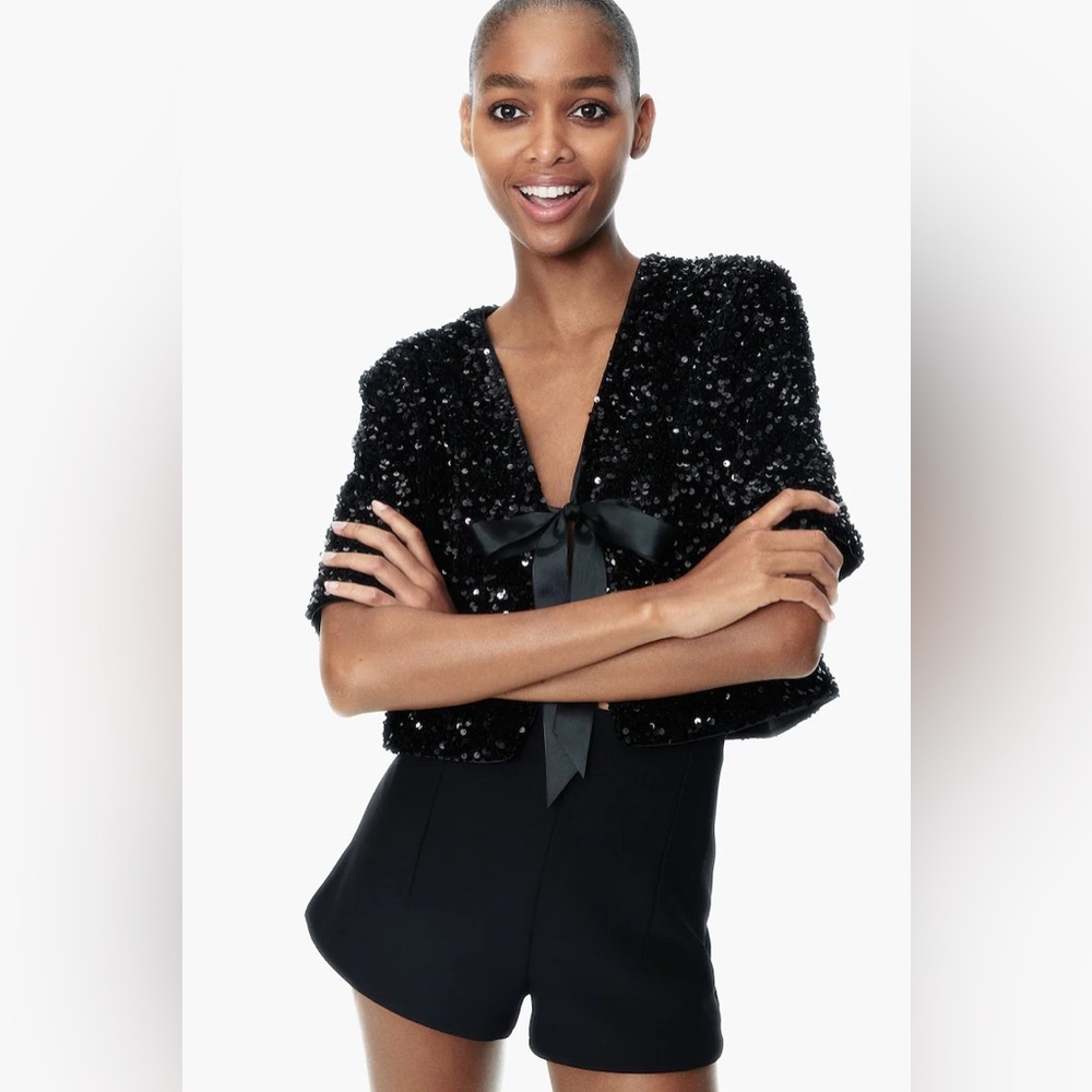 H&M Limited Edition Holiday Black Sequined Blouse Size S
